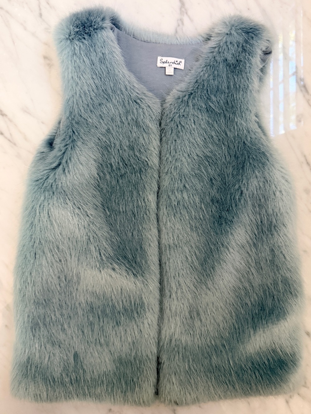 Splendid Girls Light Blue Faux Fur Vest Size 6X